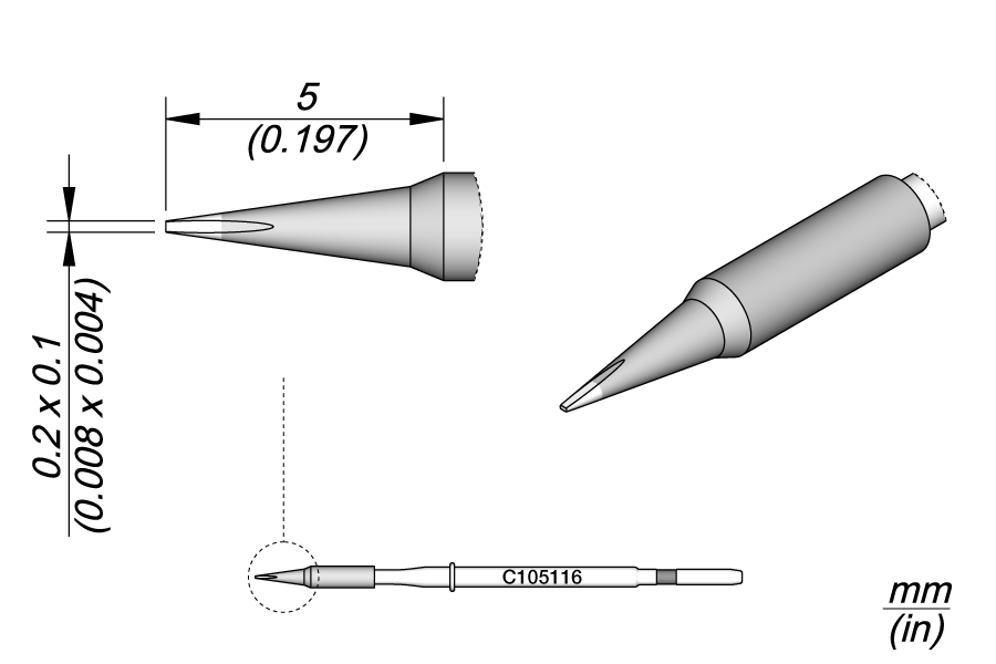 C105116 - Chisel Cartridge 0.2 x 0.1